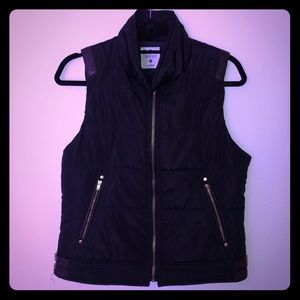 Black Vest with Gold and Faux Leather Deatiling